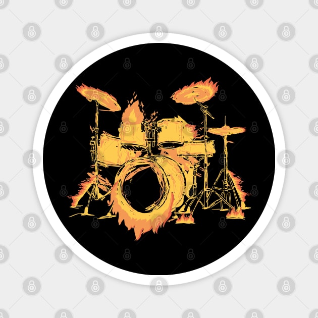 Music Note Flames, Playing Drums Is Life The Rest Is Just Details, Dibs On The Drummer, Drum Line, Musician Music Drummer Player Gift Magnet by EleganceSpace